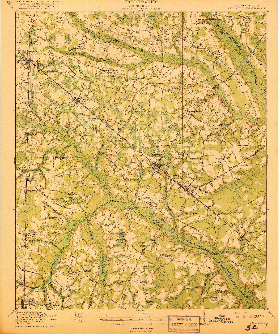 USGS 1:62500-SCALE QUADRANGLE FOR VARNVILLE, SC 1918