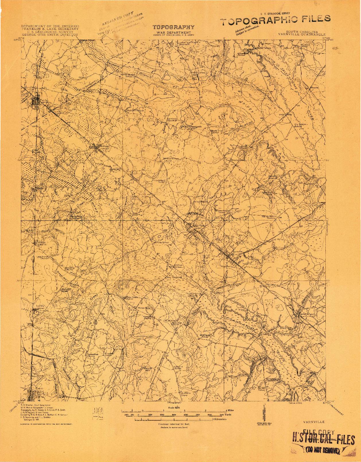 USGS 1:62500-SCALE QUADRANGLE FOR VARNVILLE, SC 1918