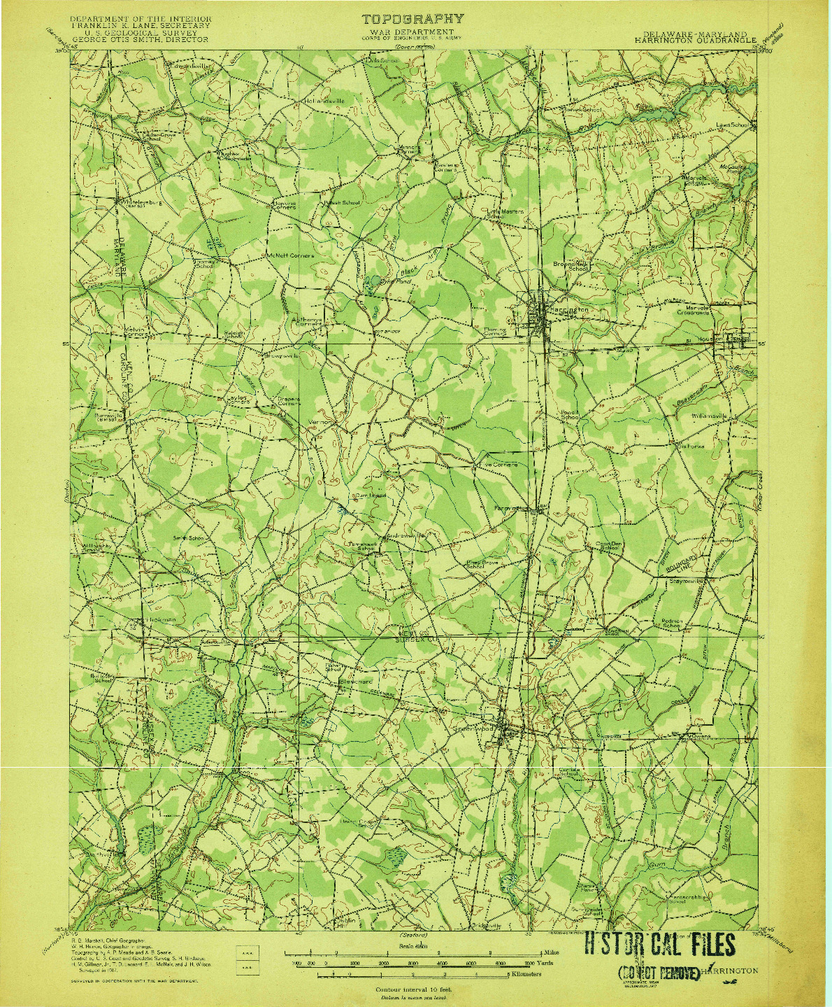 USGS 1:62500-SCALE QUADRANGLE FOR HARRINGTON, DE 1918