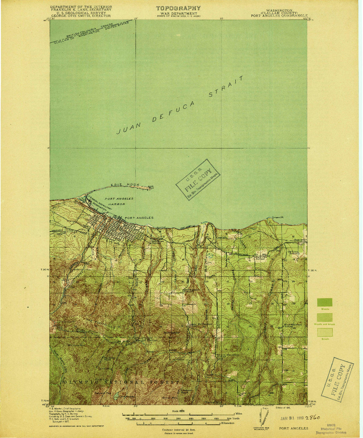 USGS 1:62500-SCALE QUADRANGLE FOR PORT ANGELES, WA 1918