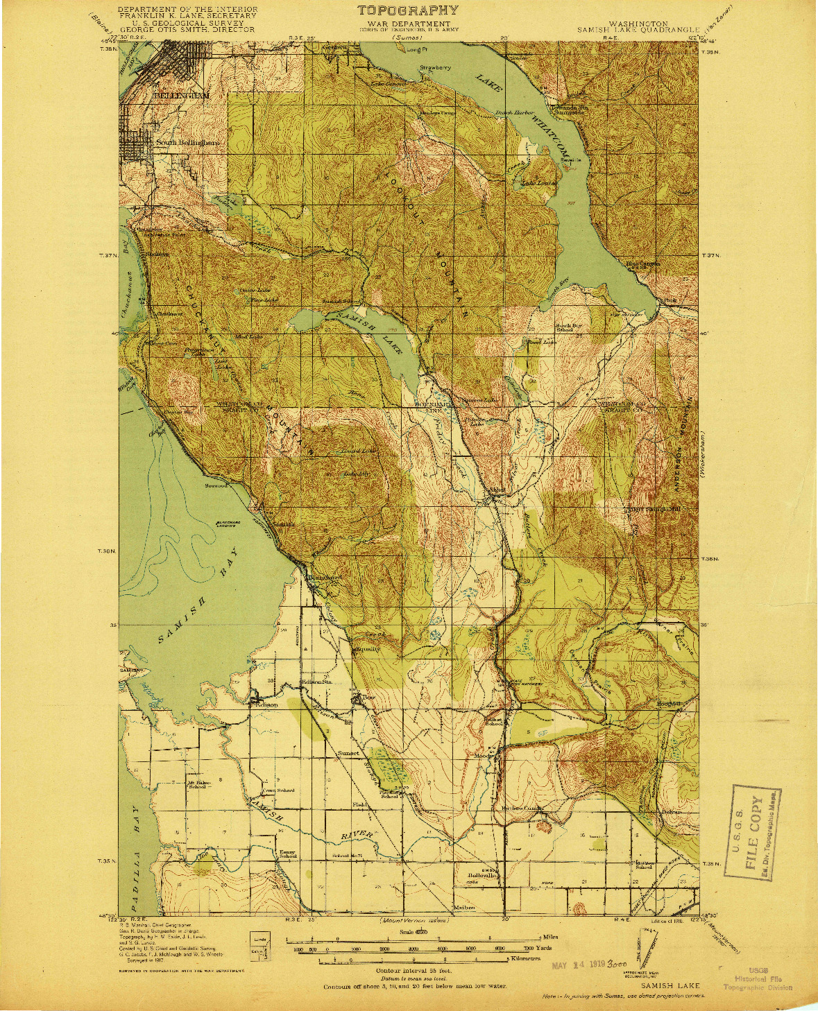 USGS 1:62500-SCALE QUADRANGLE FOR SAMISH LAKE, WA 1918