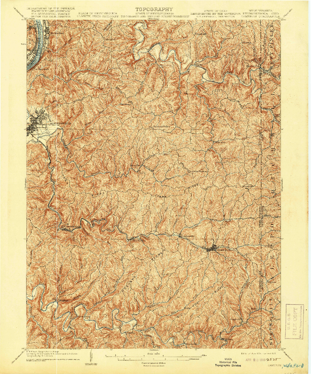 USGS 1:62500-SCALE QUADRANGLE FOR CAMERON, WV 1904