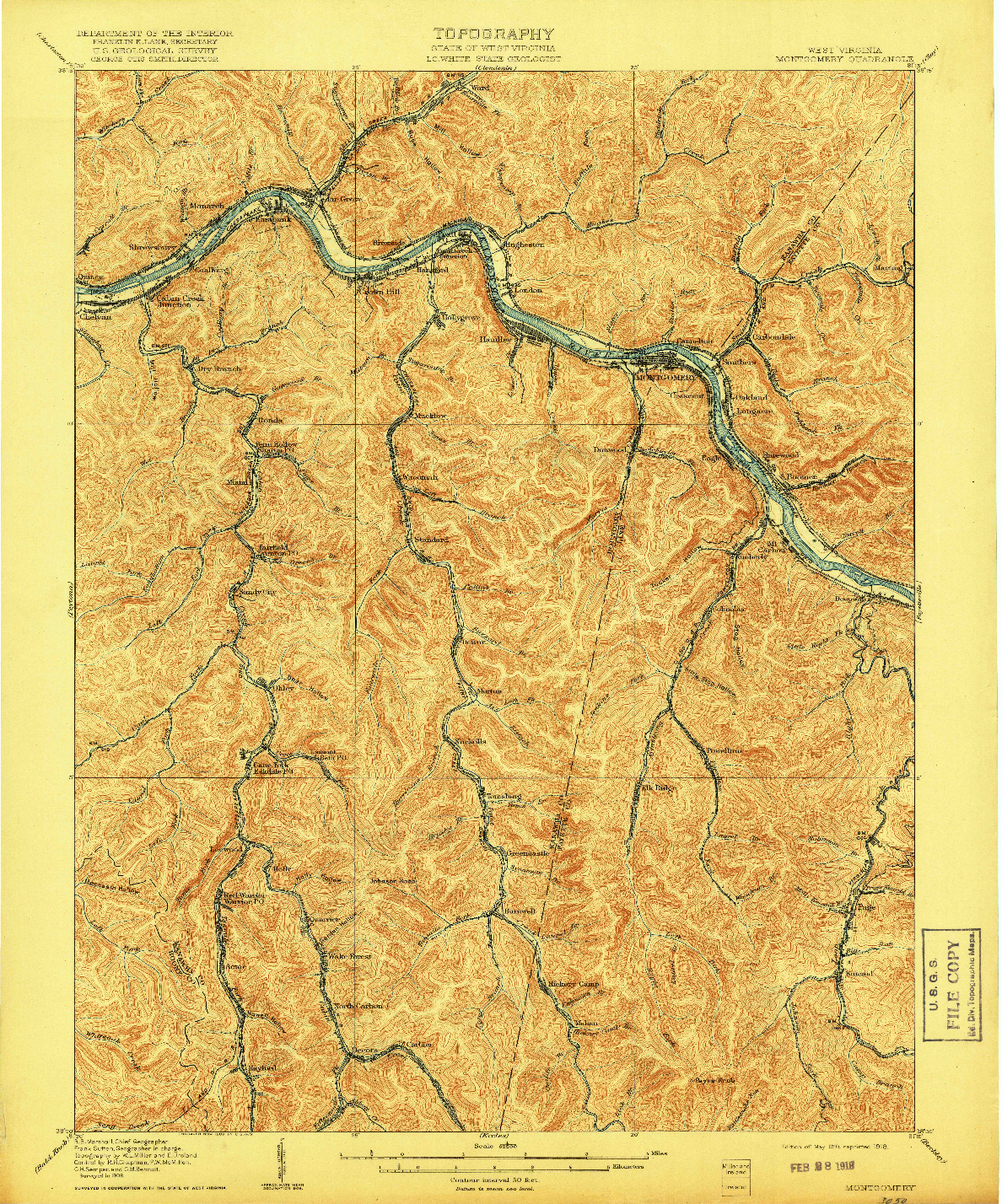USGS 1:62500-SCALE QUADRANGLE FOR MONTGOMERY, WV 1910