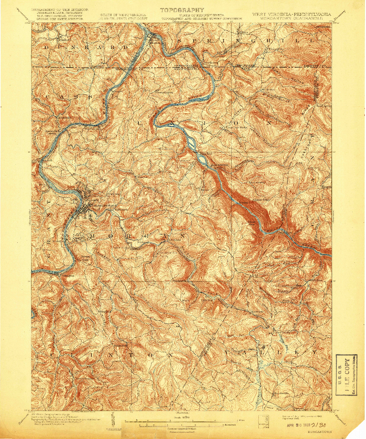 USGS 1:62500-SCALE QUADRANGLE FOR MORGANTOWN, WV 1902