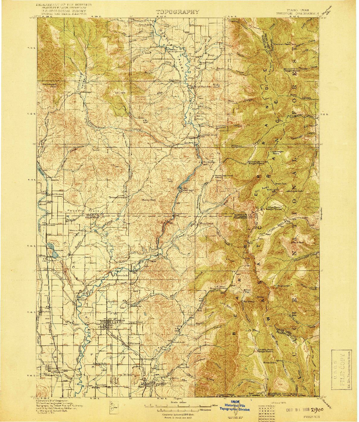 USGS 1:125000-SCALE QUADRANGLE FOR PRESTON, ID 1918