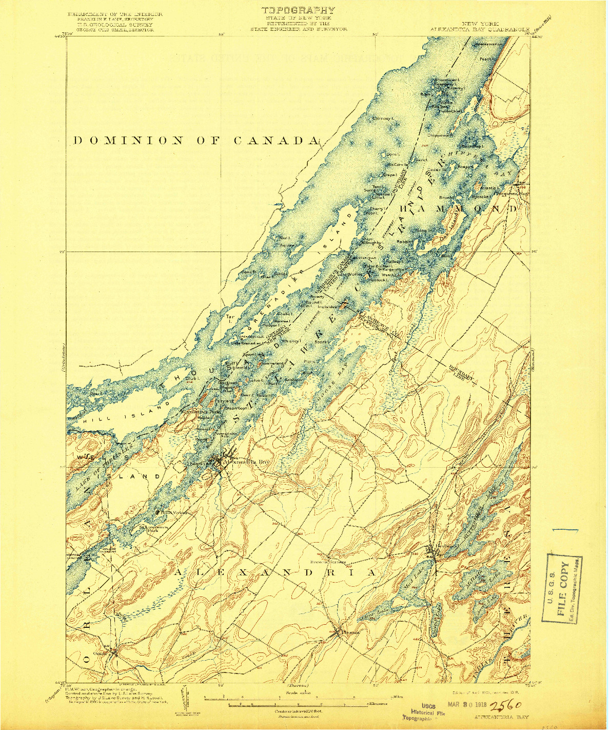 USGS 1:62500-SCALE QUADRANGLE FOR ALEXANDRIA BAY, NY 1903