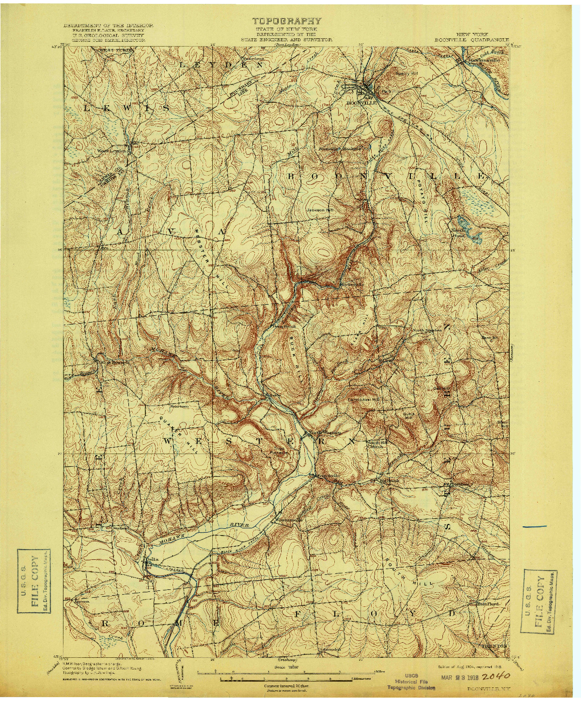 USGS 1:62500-SCALE QUADRANGLE FOR BOONVILLE, NY 1904