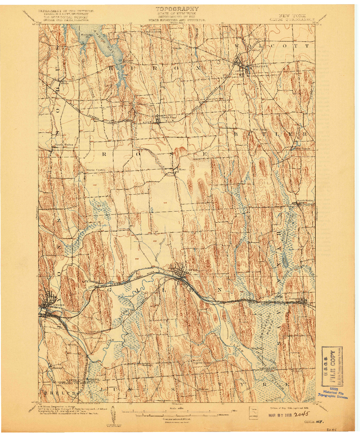 USGS 1:62500-SCALE QUADRANGLE FOR CLYDE, NY 1902