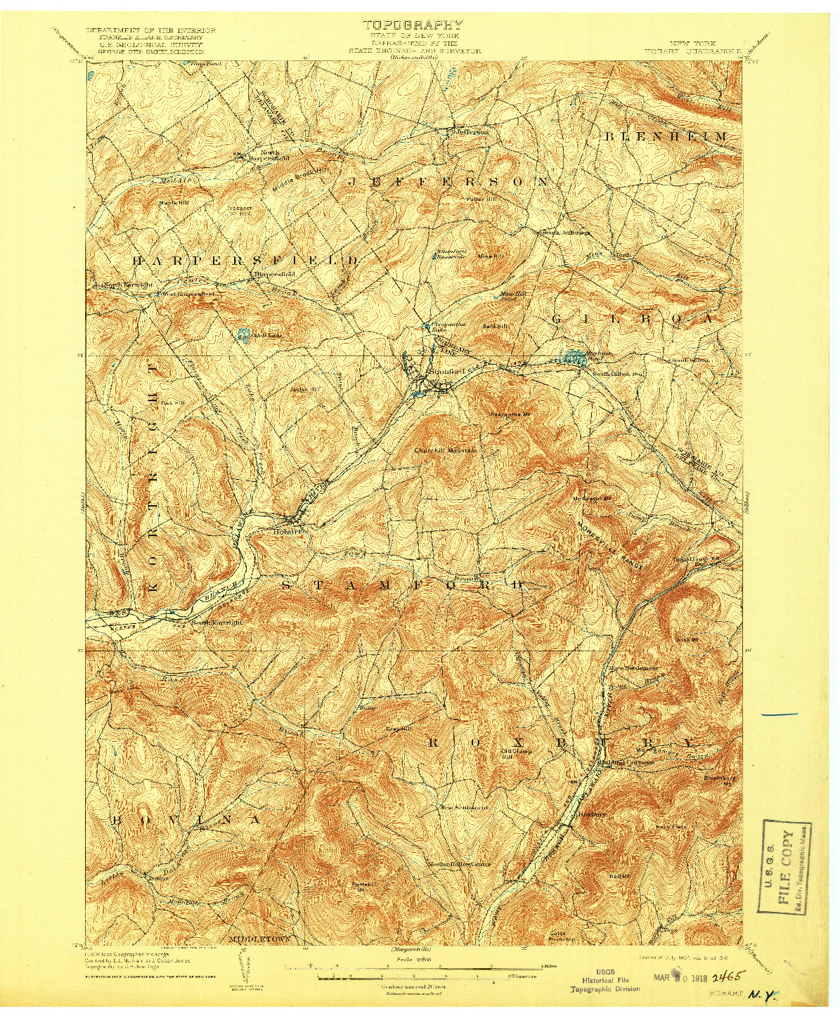 USGS 1:62500-SCALE QUADRANGLE FOR HOBART, NY 1904