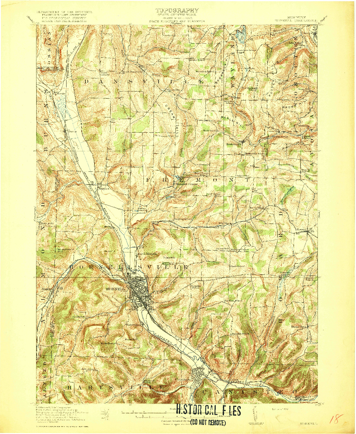 USGS 1:62500-SCALE QUADRANGLE FOR HORNELL, NY 1918