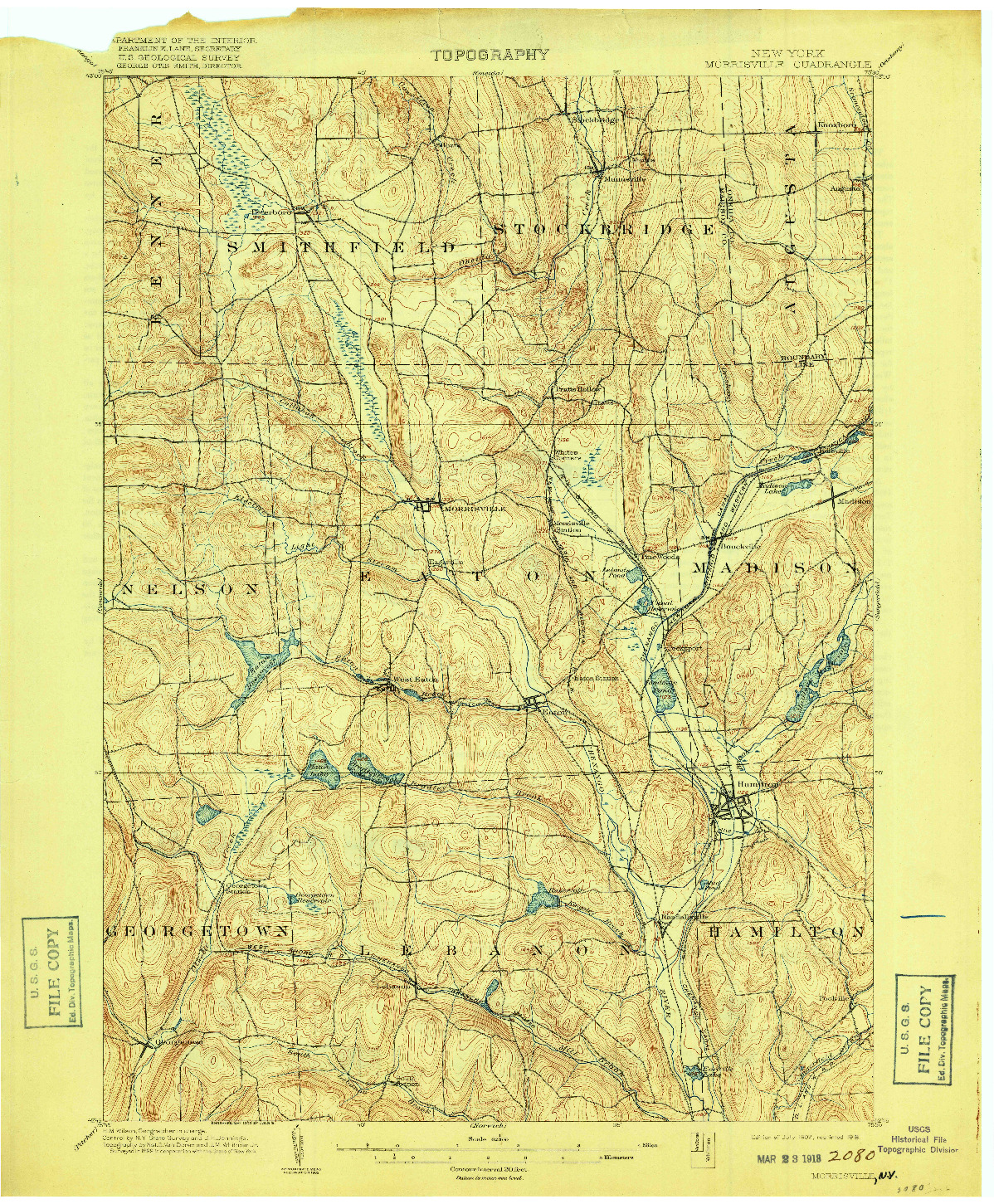 USGS 1:62500-SCALE QUADRANGLE FOR MORRISVILLE, NY 1902