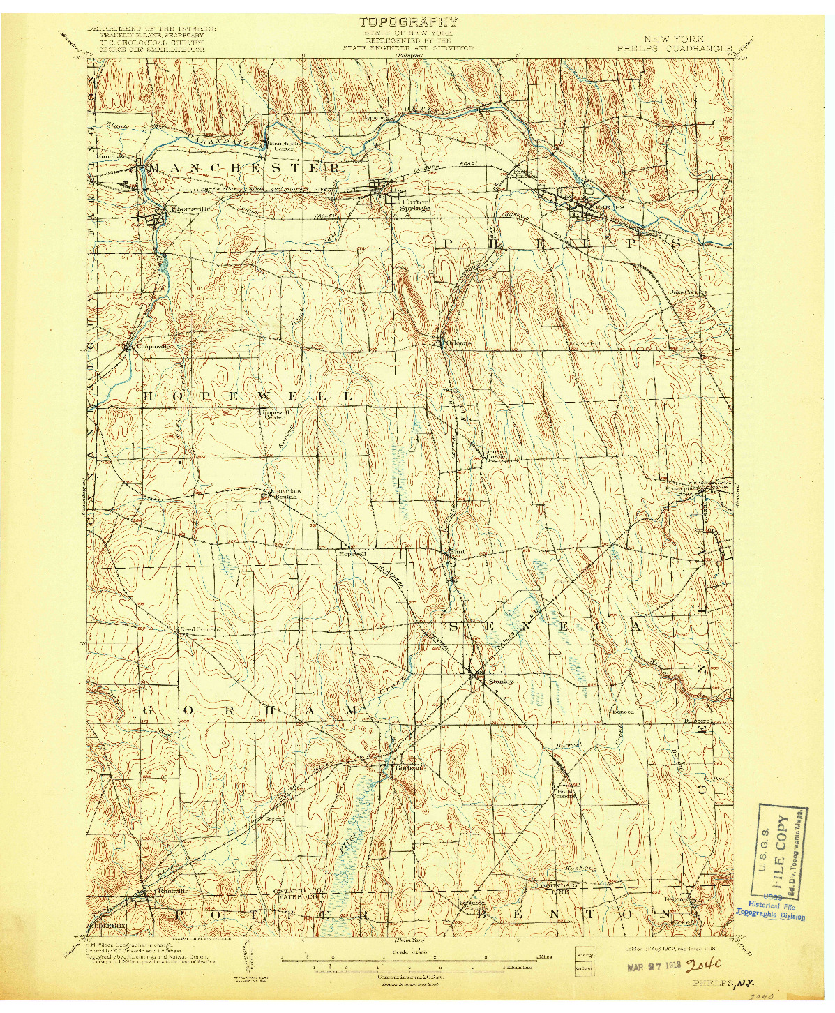 USGS 1:62500-SCALE QUADRANGLE FOR PHELPS, NY 1902