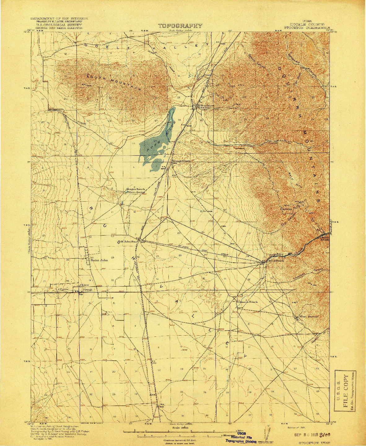 USGS 1:62500-SCALE QUADRANGLE FOR STOCKTON, UT 1918