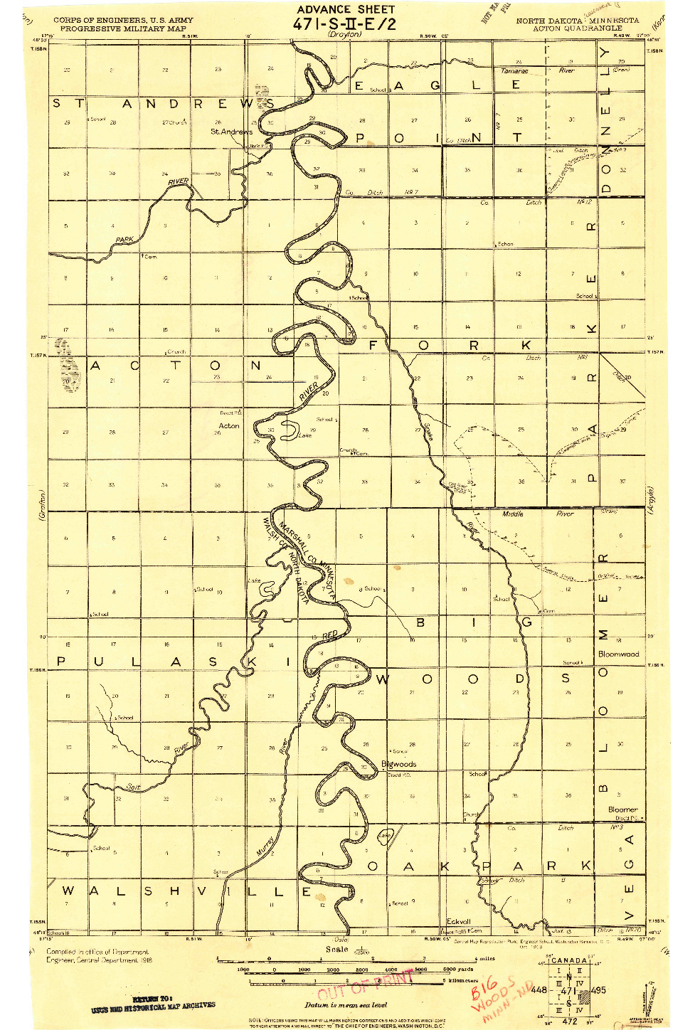 USGS 1:62500-SCALE QUADRANGLE FOR ACTON, ND 1918