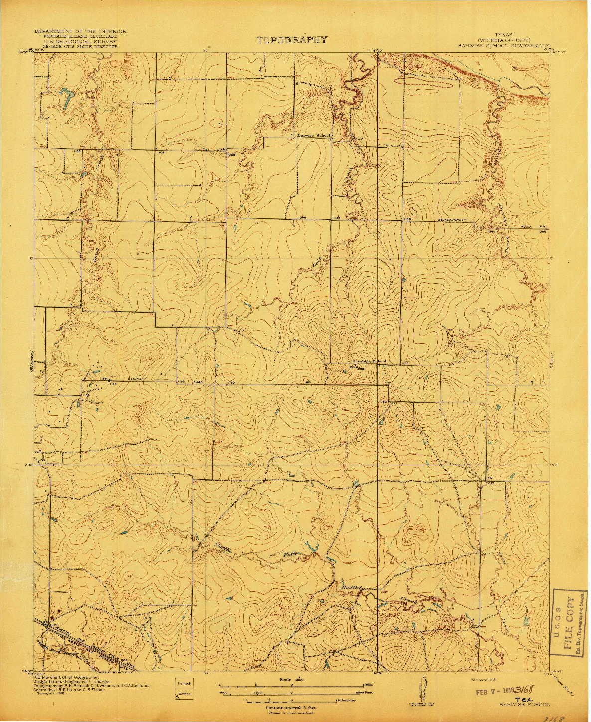 USGS 1:31680-SCALE QUADRANGLE FOR BARWISE SCHOOL, TX 1918