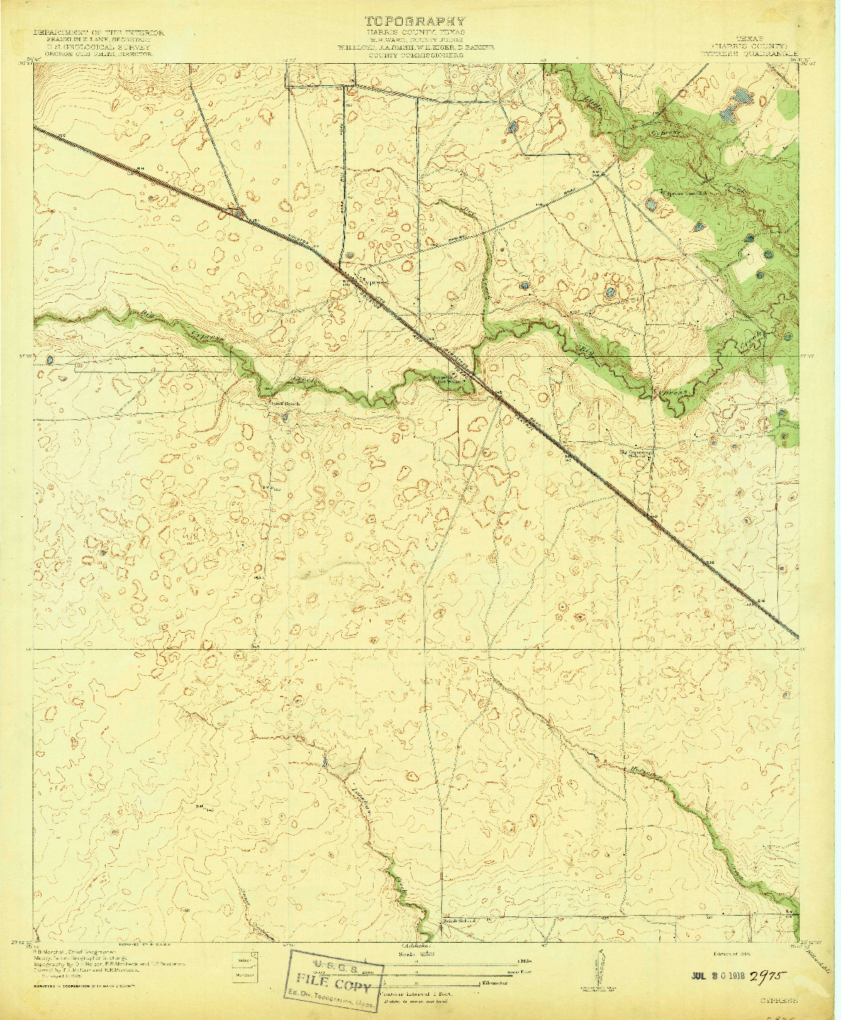 USGS 1:31680-SCALE QUADRANGLE FOR CYPRESS, TX 1918