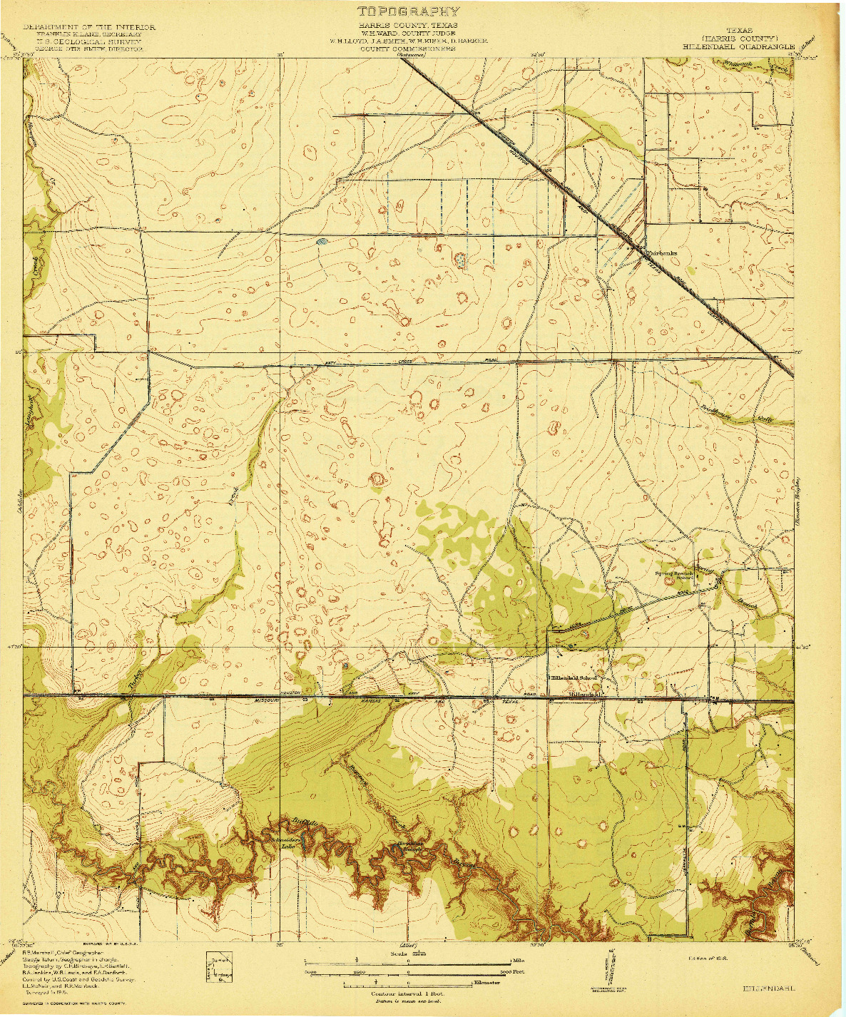 USGS 1:31680-SCALE QUADRANGLE FOR HILLENDAHL, TX 1918
