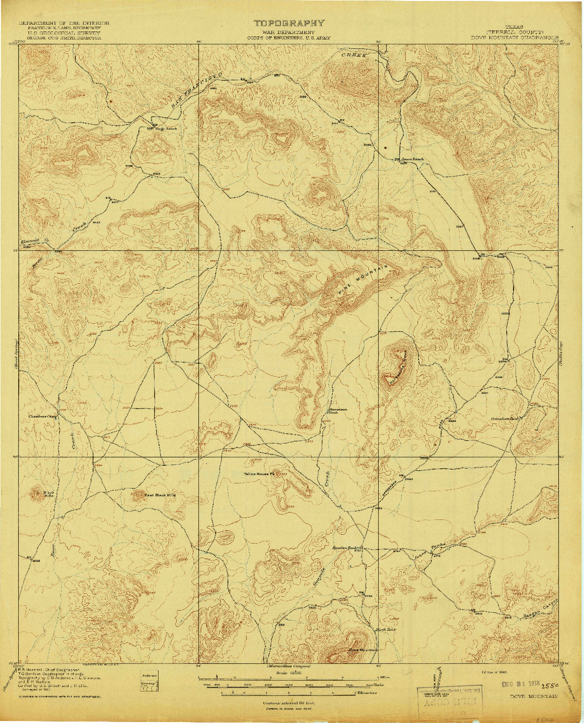 USGS 1:62500-SCALE QUADRANGLE FOR DOVE MOUNTAIN, TX 1918