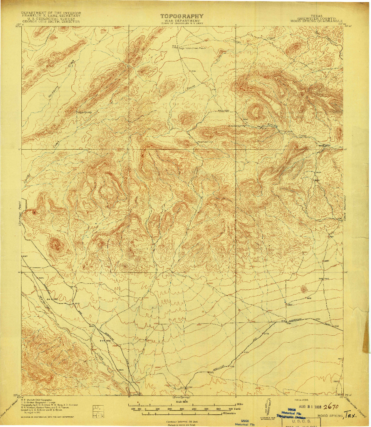 USGS 1:62500-SCALE QUADRANGLE FOR HOOD SPRING, TX 1918