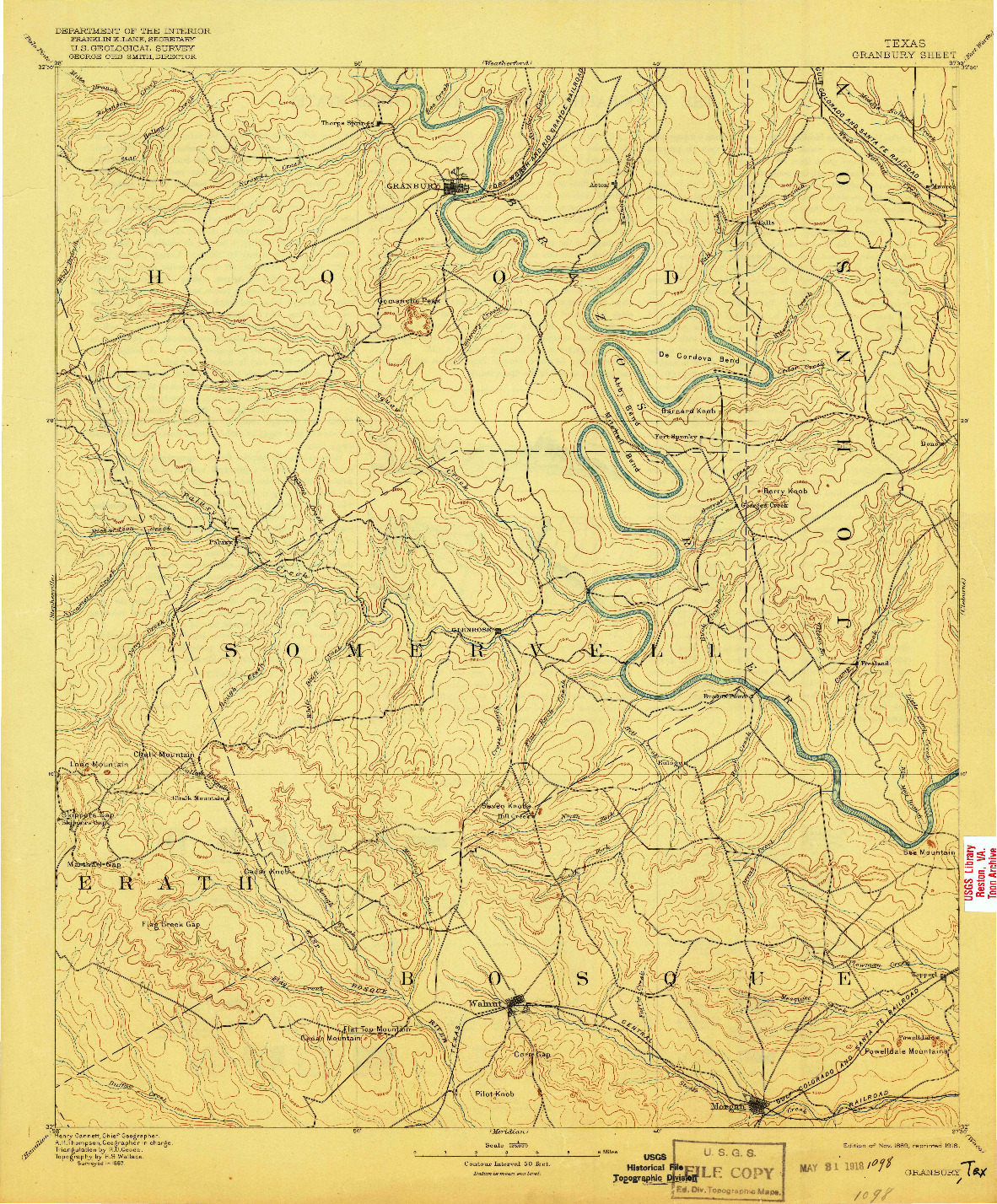 USGS 1:125000-SCALE QUADRANGLE FOR GRANBURY, TX 1889