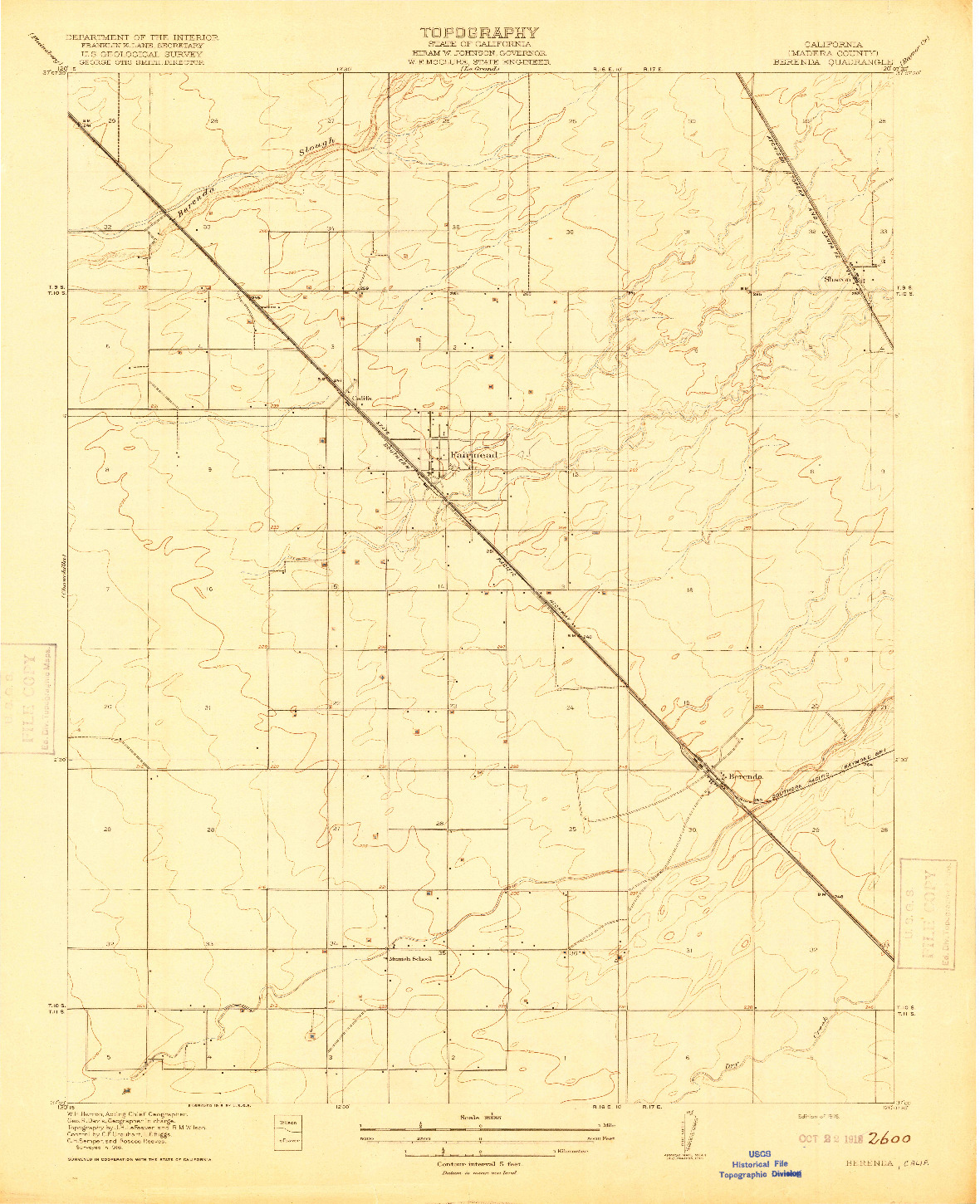 USGS 1:31680-SCALE QUADRANGLE FOR BERENDA, CA 1918