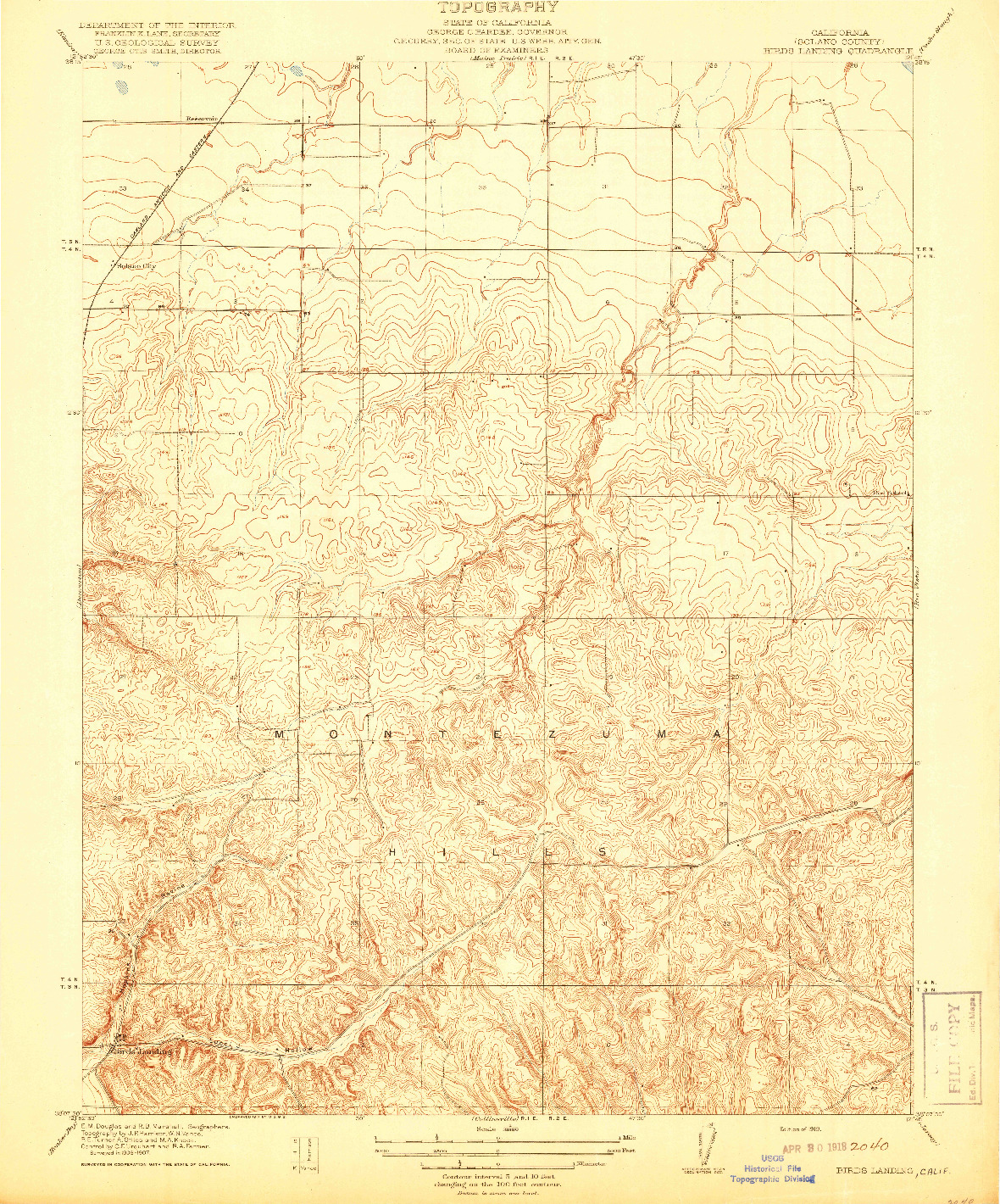 USGS 1:31680-SCALE QUADRANGLE FOR BIRDS LANDING, CA 1918