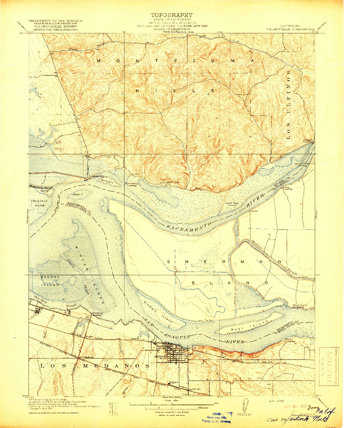 USGS 1:31680-SCALE QUADRANGLE FOR COLLINSVILLE, CA 1918