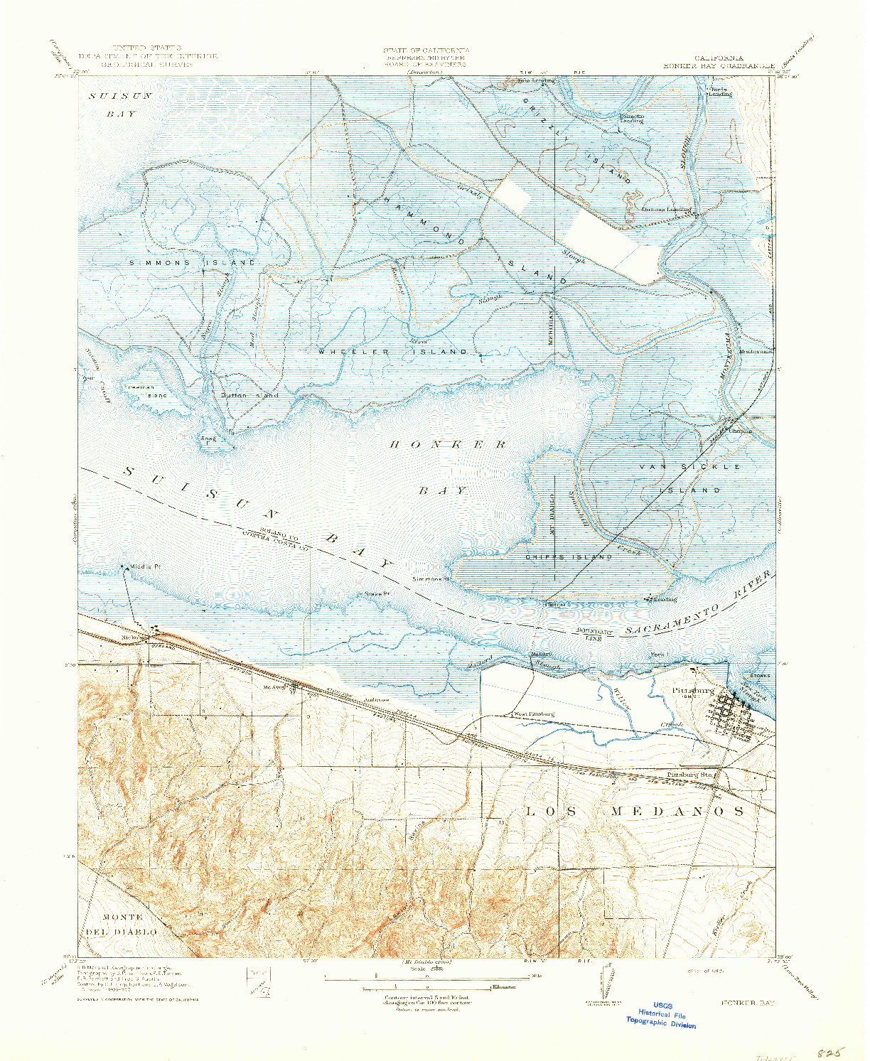 USGS 1:31680-SCALE QUADRANGLE FOR HONKER BAY, CA 1918