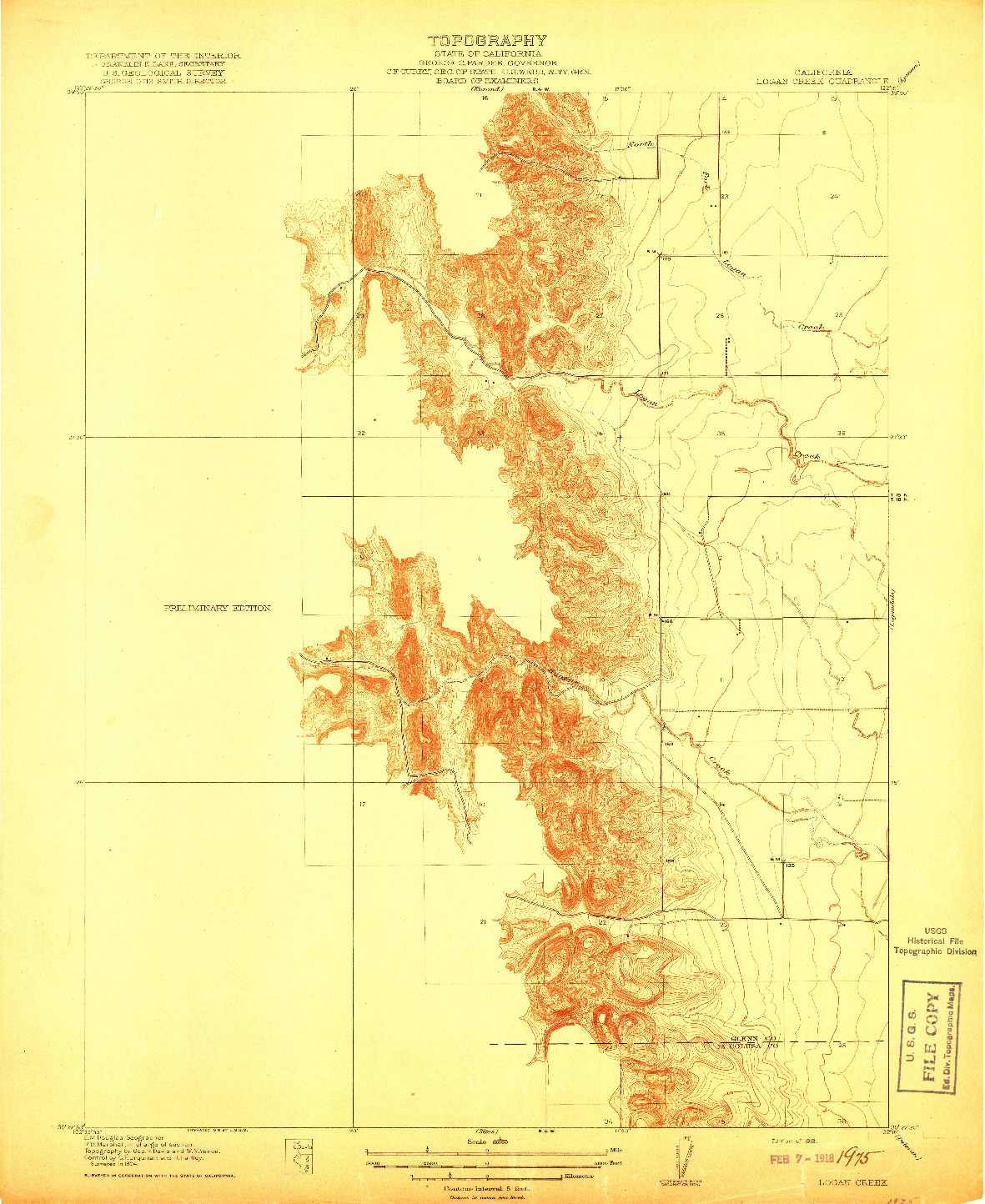 USGS 1:31680-SCALE QUADRANGLE FOR LOGAN CREEK, CA 1918