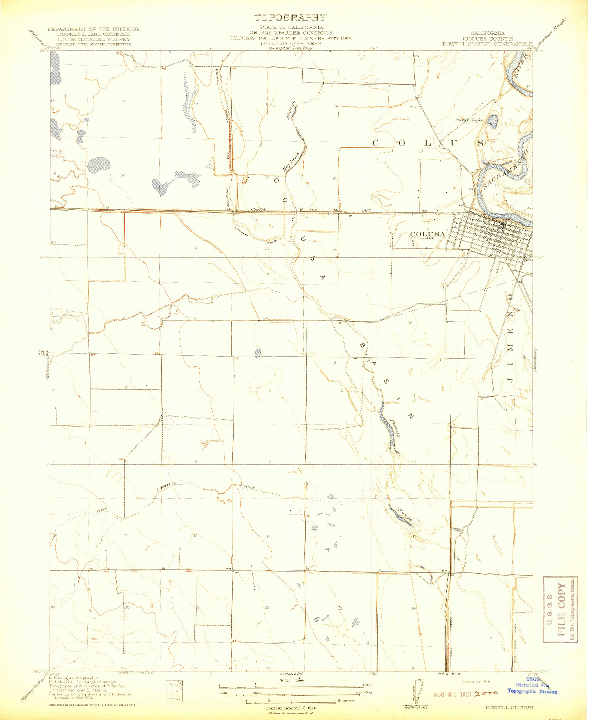 USGS 1:31680-SCALE QUADRANGLE FOR POWELL SLOUGH, CA 1918