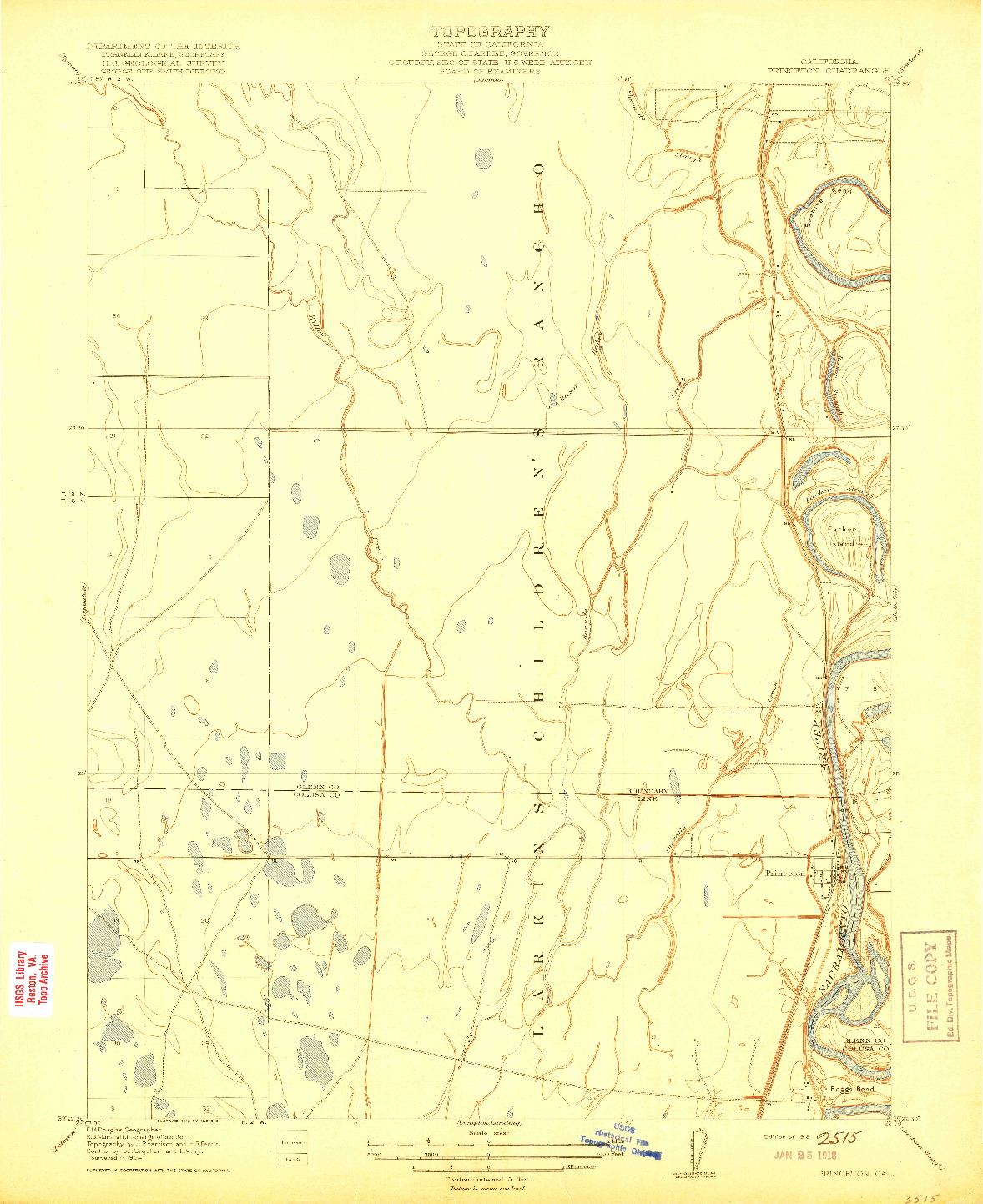 USGS 1:31680-SCALE QUADRANGLE FOR PRINCETON, CA 1918