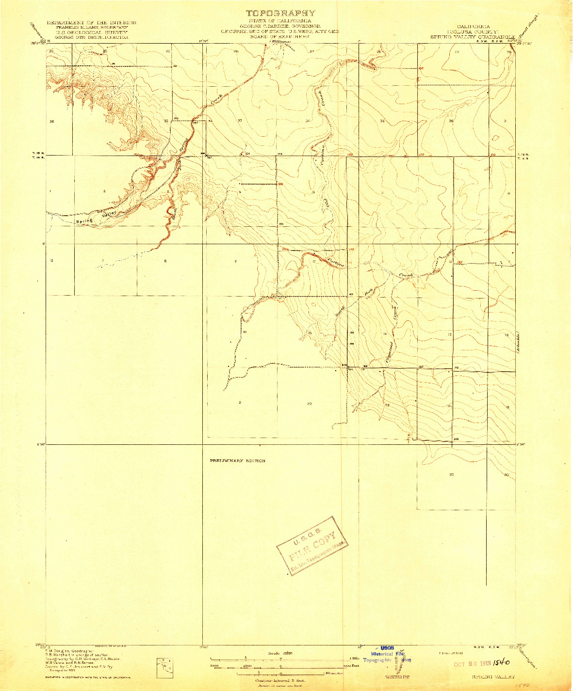 USGS 1:31680-SCALE QUADRANGLE FOR SPRING VALLEY, CA 1918