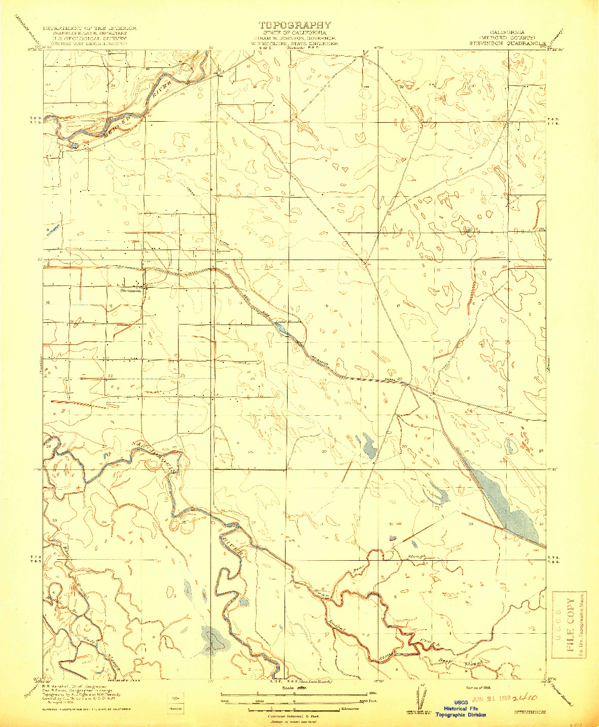 USGS 1:31680-SCALE QUADRANGLE FOR STEVINSON, CA 1918