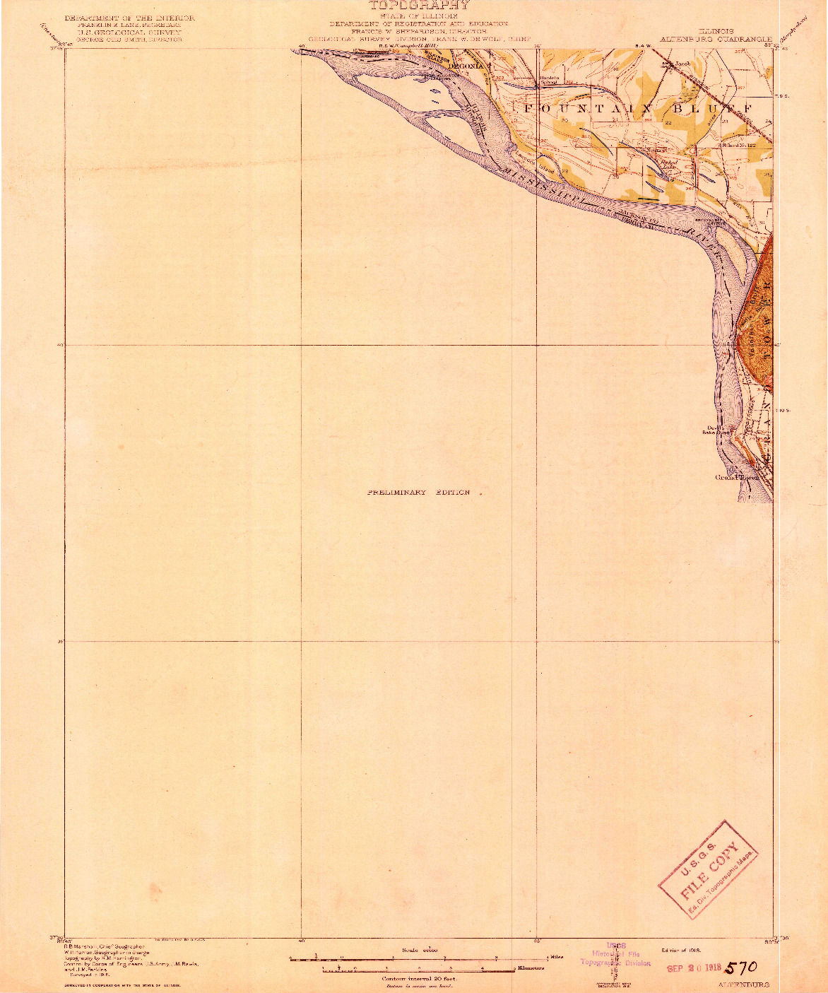USGS 1:62500-SCALE QUADRANGLE FOR ALTENBURG, IL 1918
