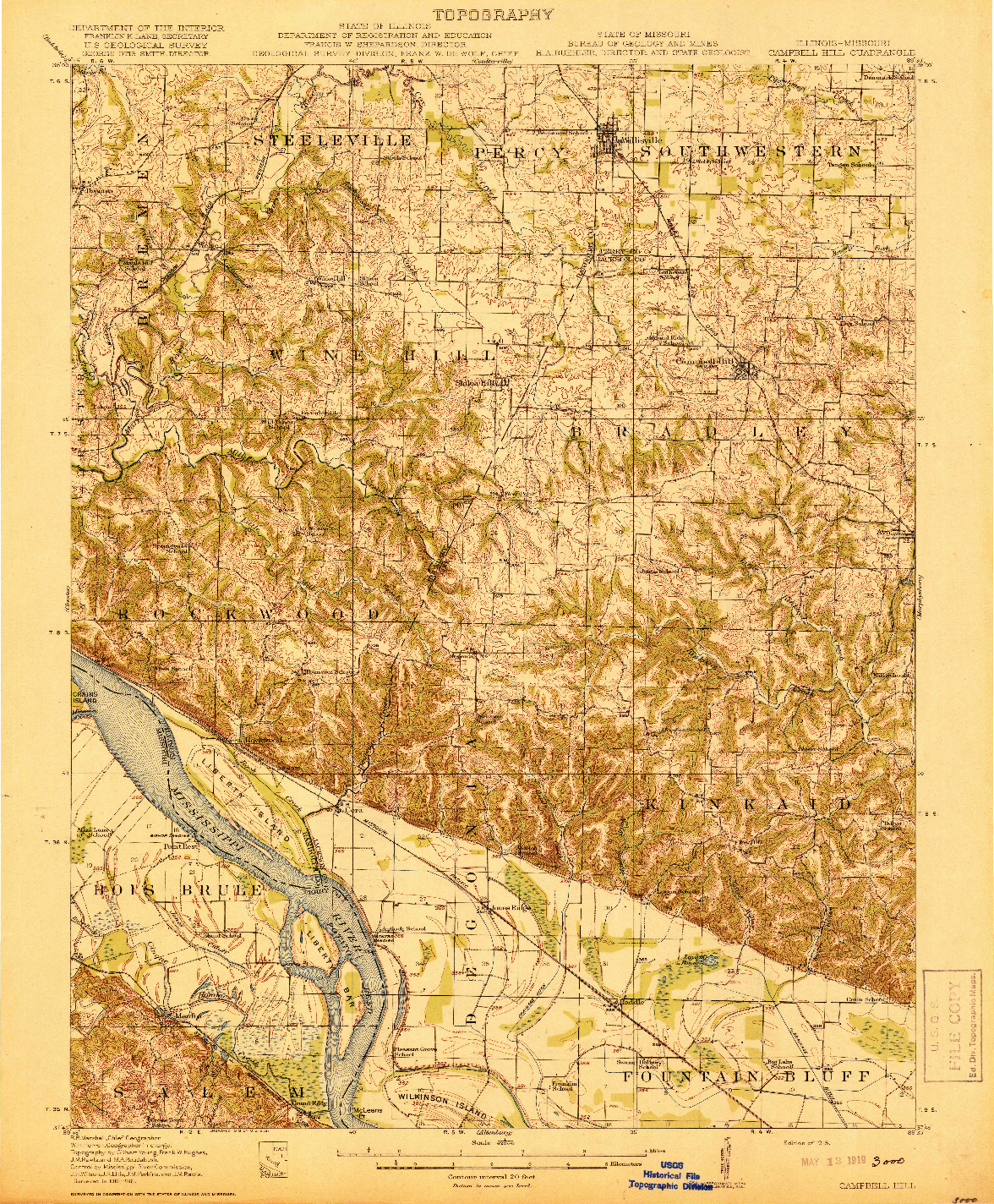 USGS 1:62500-SCALE QUADRANGLE FOR CAMPBELL HILL, IL 1918