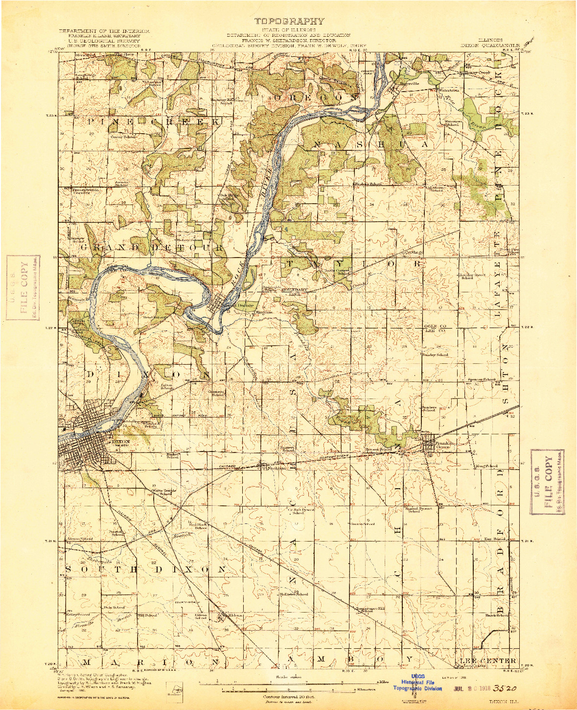 USGS 1:62500-SCALE QUADRANGLE FOR DIXON, IL 1918