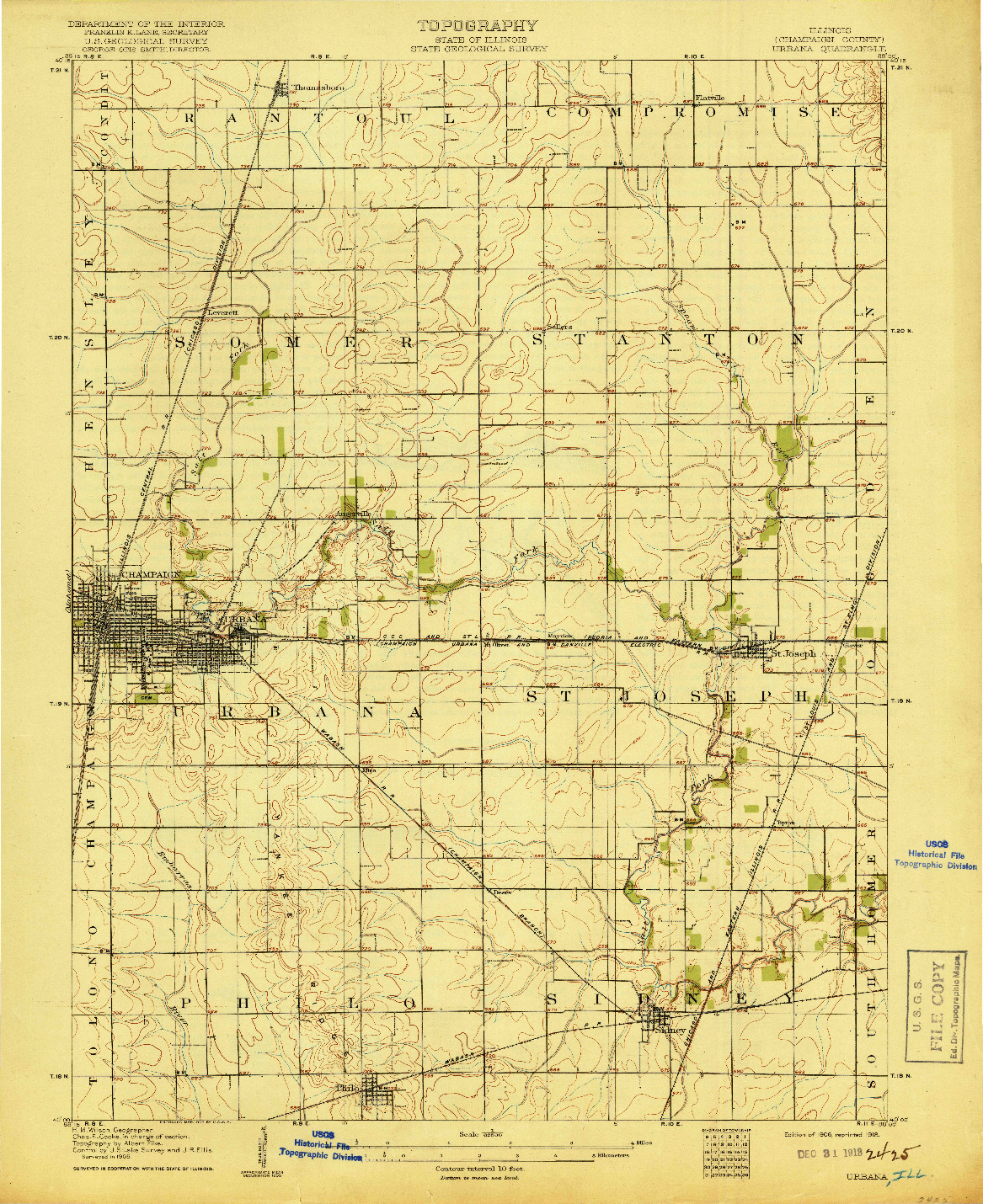 USGS 1:62500-SCALE QUADRANGLE FOR URBANA, IL 1906