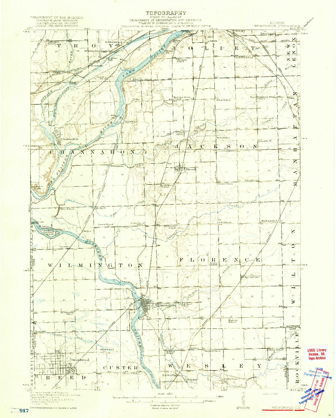 USGS 1:62500-SCALE QUADRANGLE FOR WILMINGTON, IL 1918