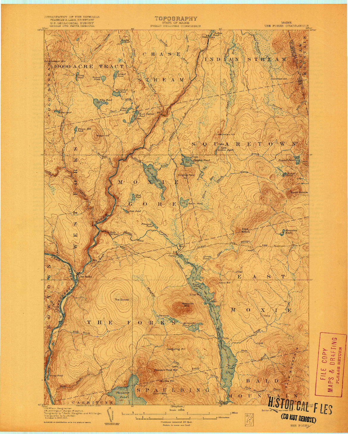 USGS 1:62500-SCALE QUADRANGLE FOR THE FORKS, ME 1907