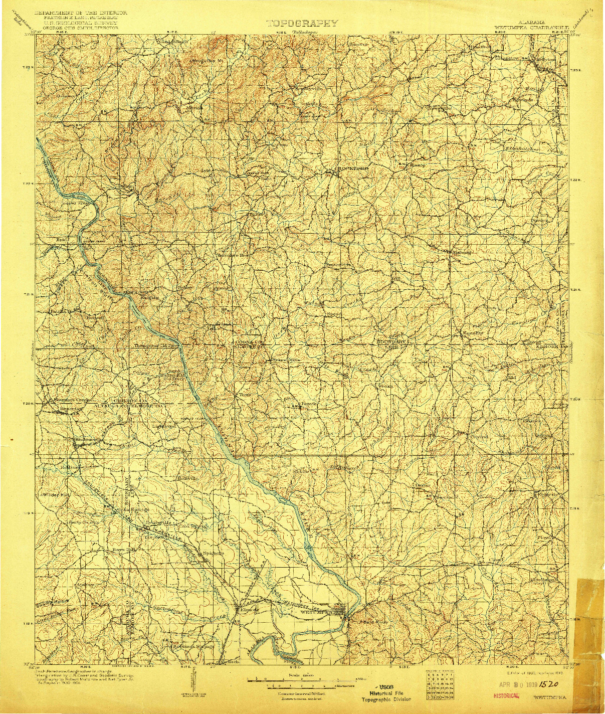 USGS 1:125000-SCALE QUADRANGLE FOR WETUMPKA, AL 1903