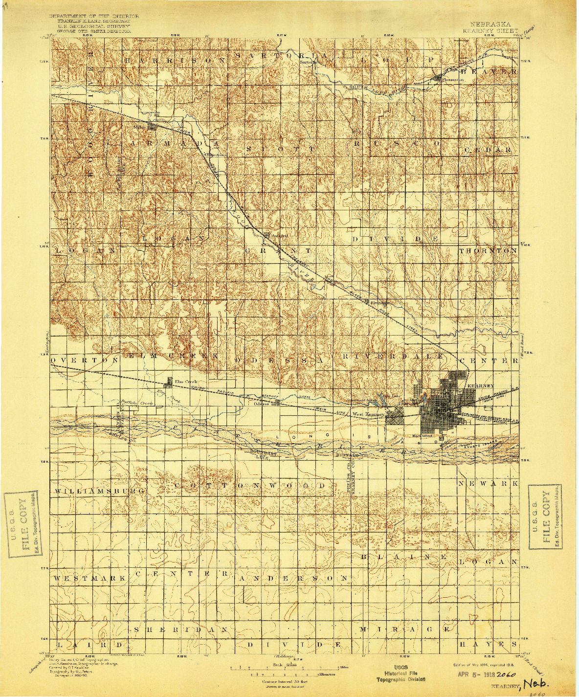 USGS 1:125000-SCALE QUADRANGLE FOR KEARNEY, NE 1896