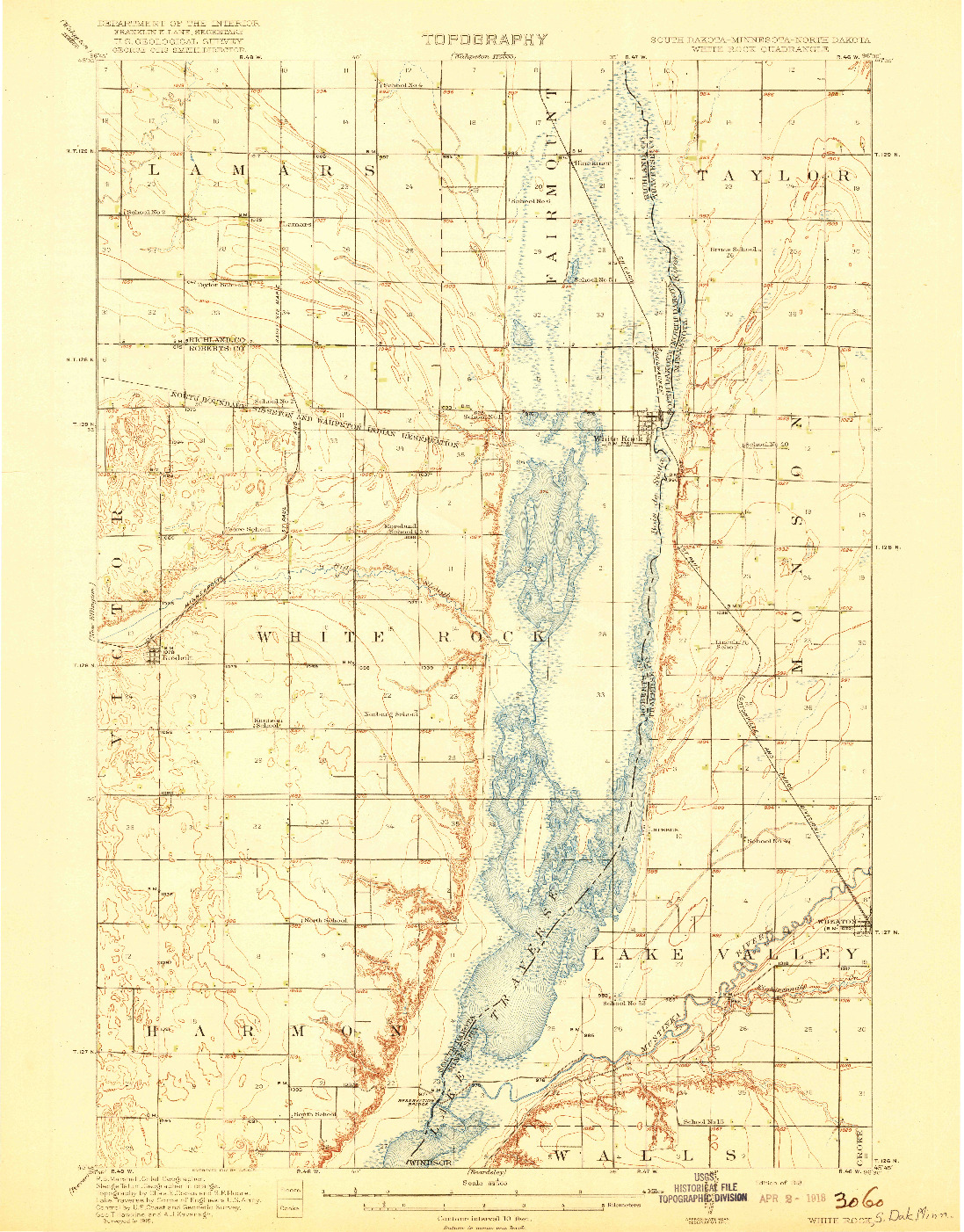 USGS 1:62500-SCALE QUADRANGLE FOR WHITE ROCK, SD 1918