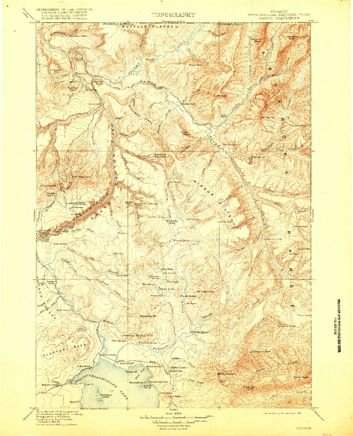 USGS 1:125000-SCALE QUADRANGLE FOR CANYON, WY 1911