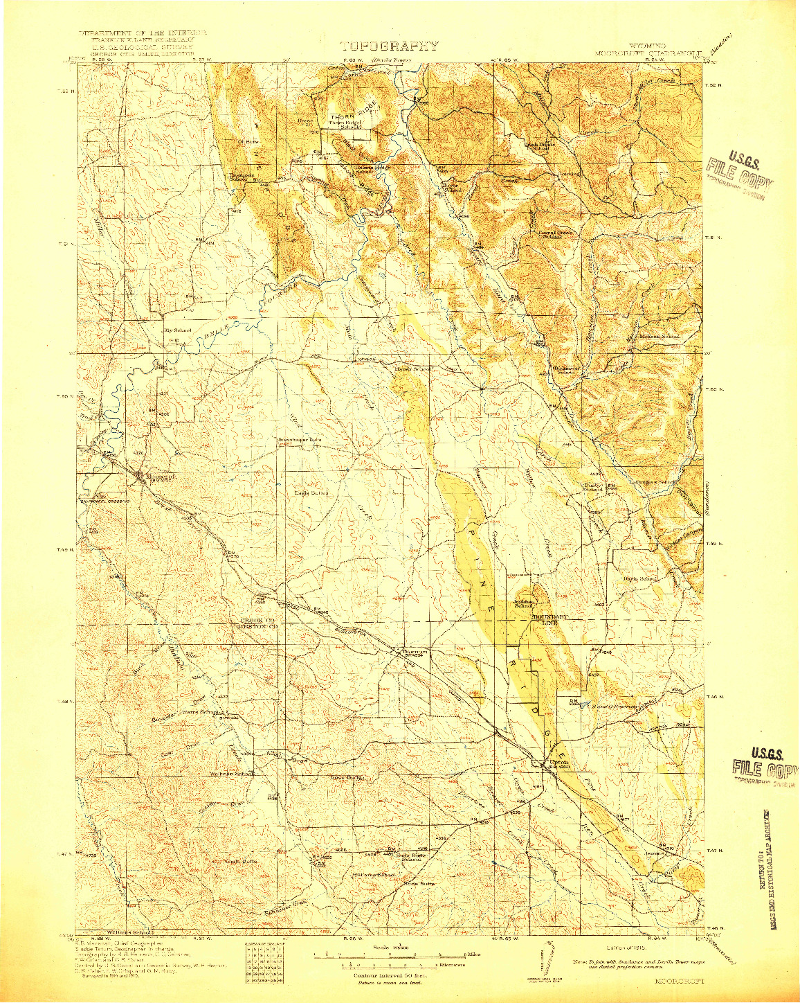 USGS 1:125000-SCALE QUADRANGLE FOR MOORCROFT, WY 1918