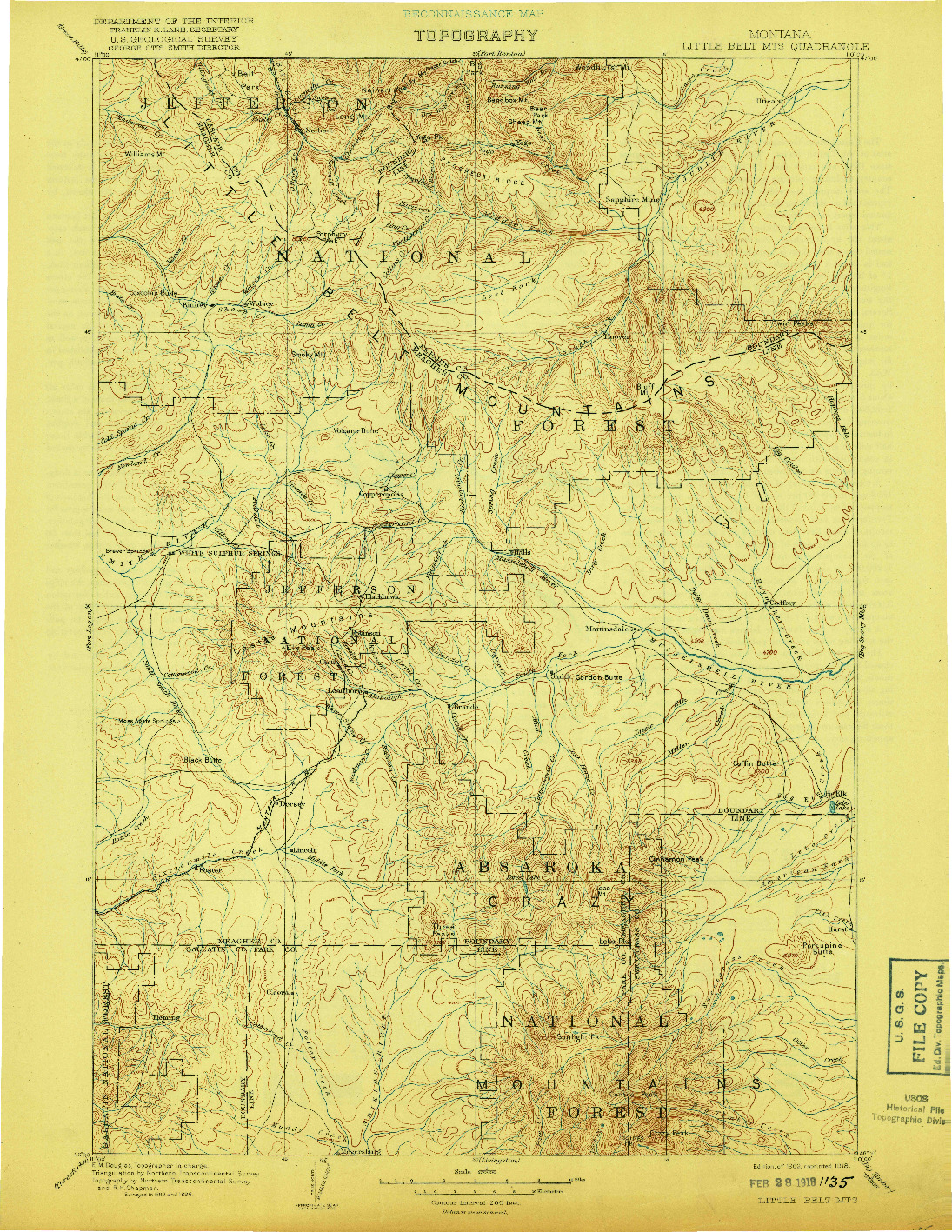 USGS 1:250000-SCALE QUADRANGLE FOR LITTLE BELT MTS., MT 1902