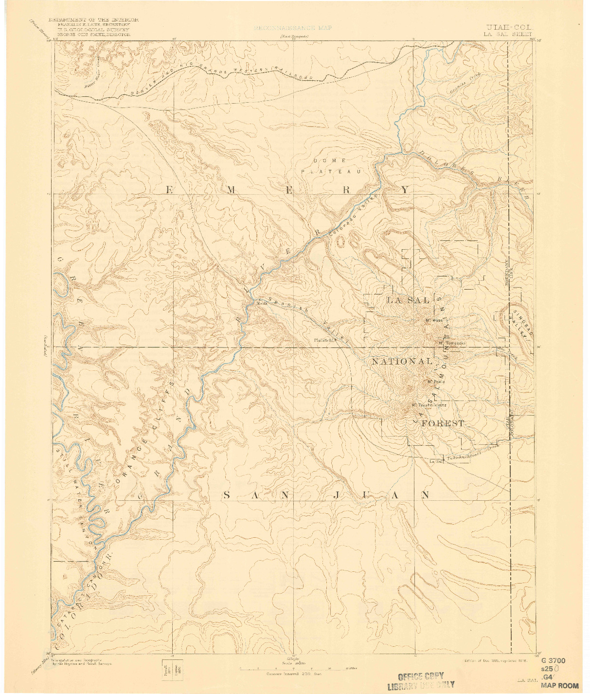 USGS 1:250000-SCALE QUADRANGLE FOR LA SAL, UT 1885