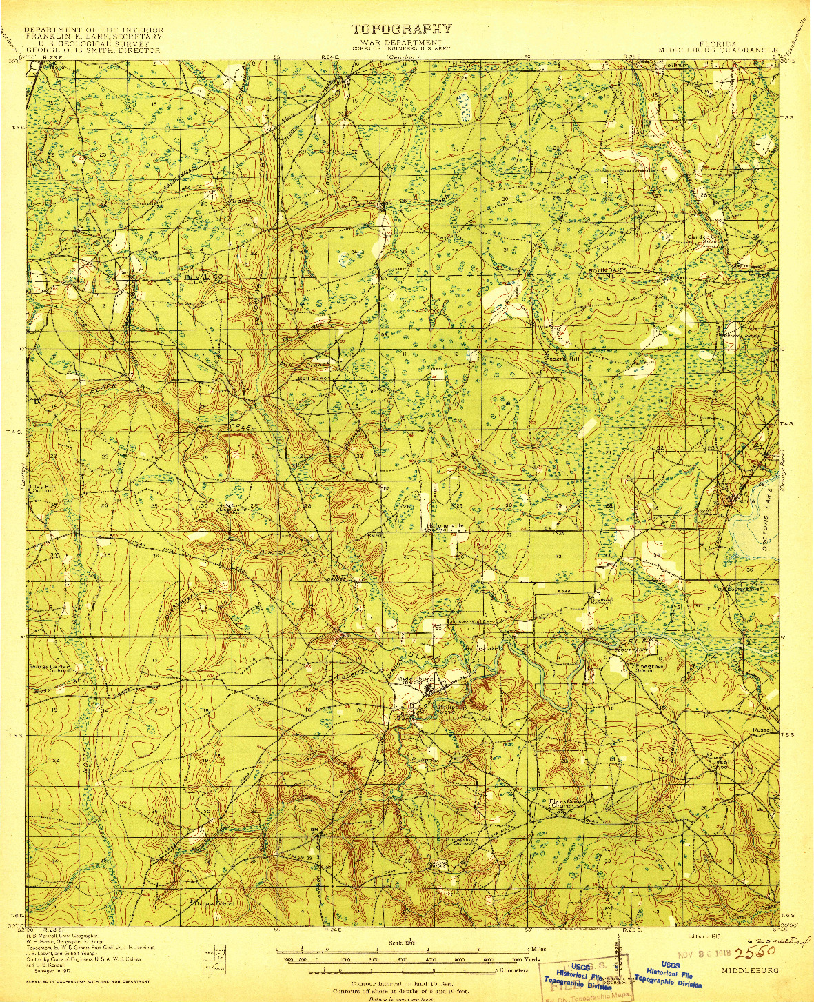 USGS 1:62500-SCALE QUADRANGLE FOR MIDDLEBURG, FL 1918