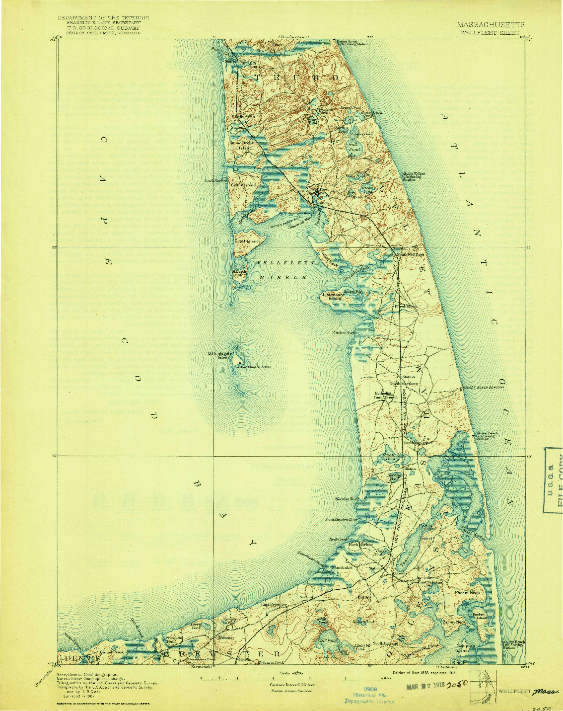 USGS 1:62500-SCALE QUADRANGLE FOR WELLFLEET, MA 1893