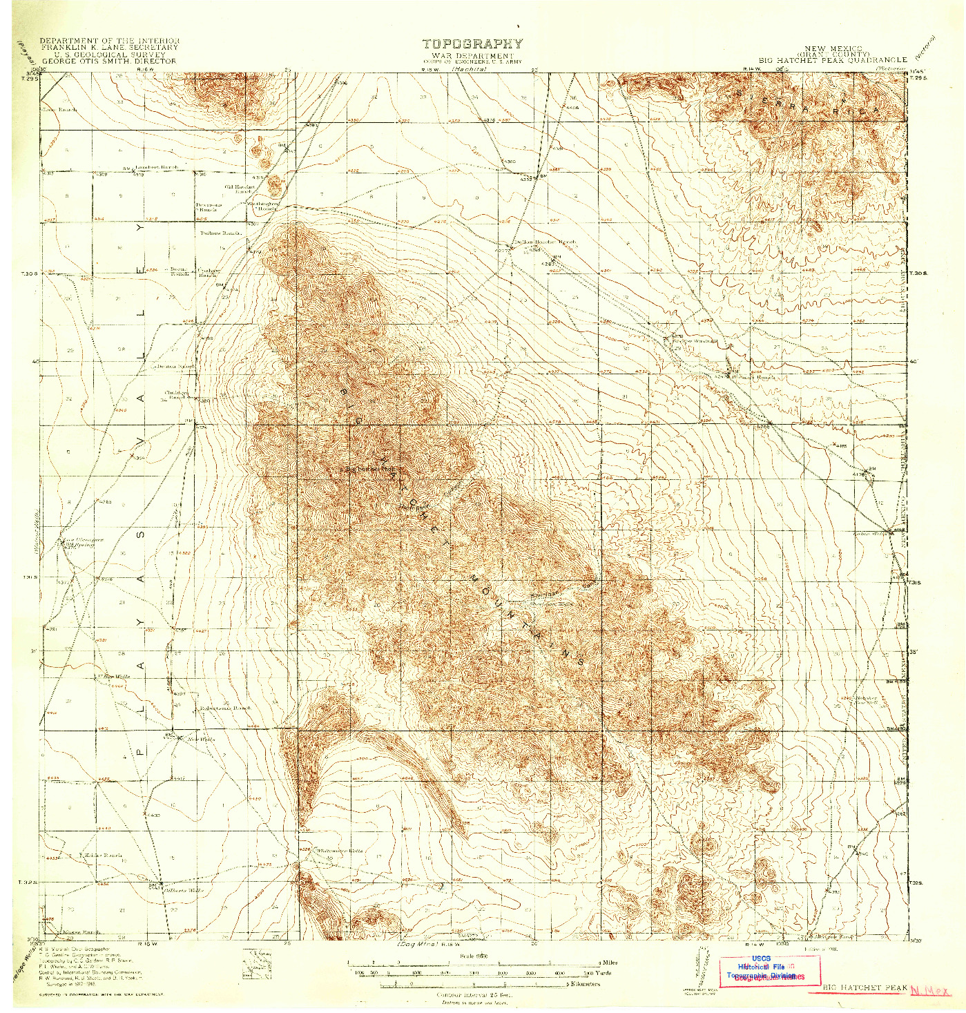 USGS 1:62500-SCALE QUADRANGLE FOR BIG HATCHET PEAK, NM 1918