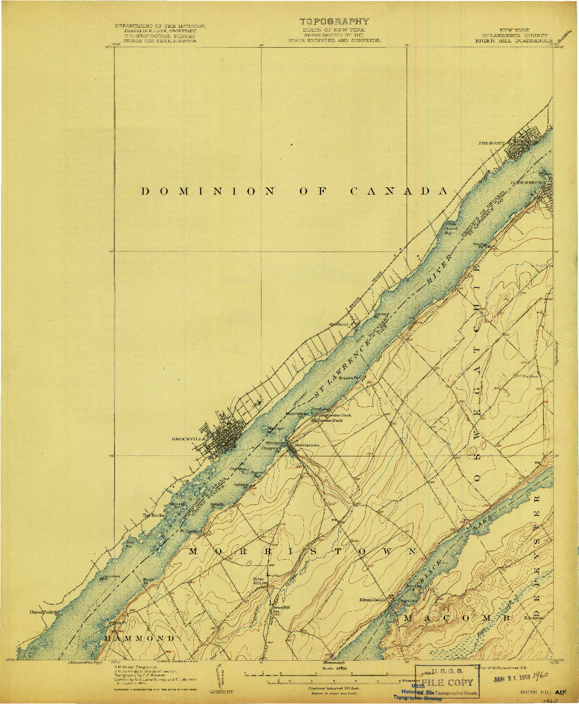 USGS 1:62500-SCALE QUADRANGLE FOR BRIER HILL, NY 1906